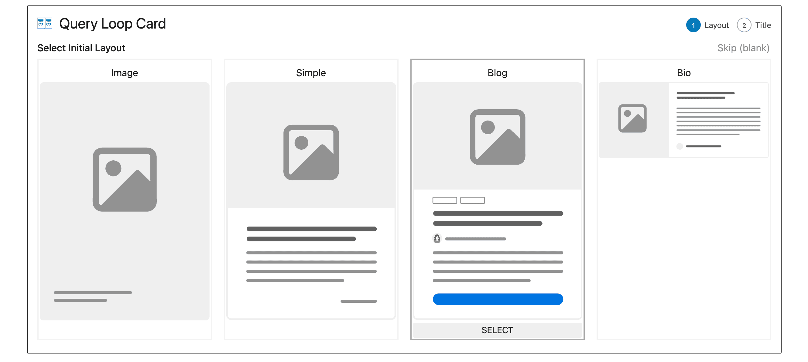 query-card-onboard Query card onboarding flow showing different template options
